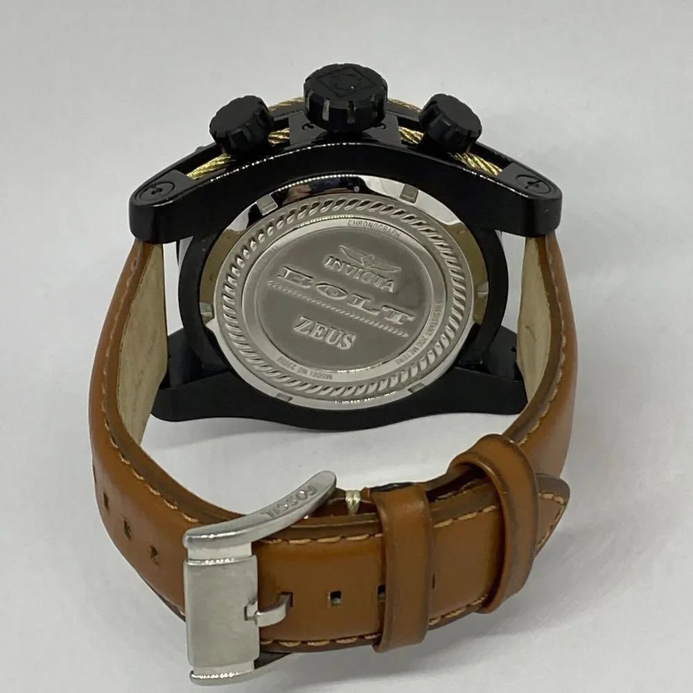 Invicta Bolt 23055 Mens Brown Leather Analog Dial Japan Quartz Wrist Watch RQ374